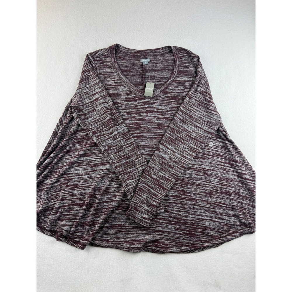 Aerie‎ Women's Burgundy Heathered V Neck Long Sleeve Casual Top